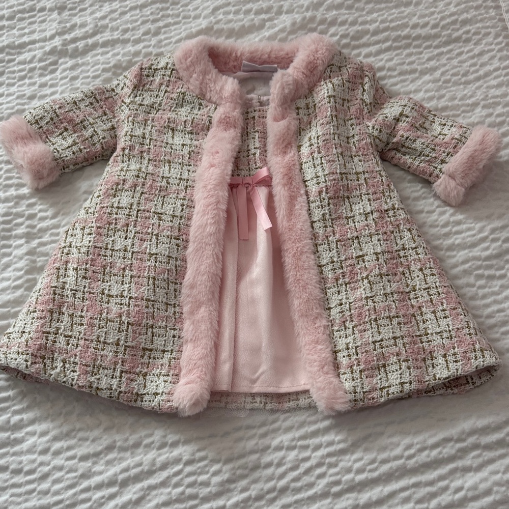 Blueberi Boulevard Pink and Cream Tweed Cape